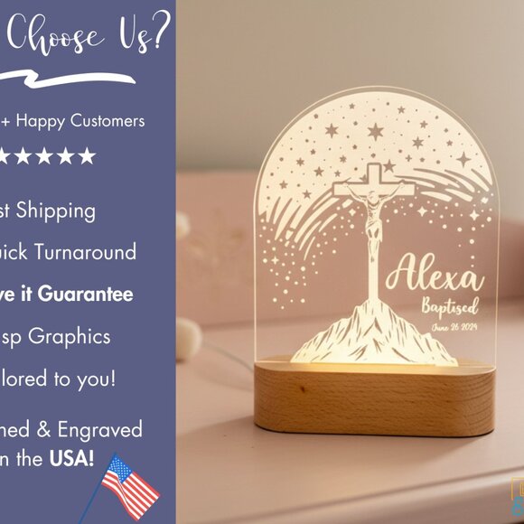 Jesus Christ Night Light – Personalized LED Inspirational Lamp - Picture 4 of 8